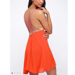 Lulu's Orange Mini Dress with Pink Strappy Back